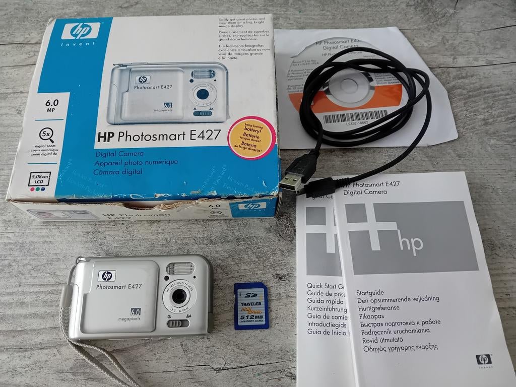 HP Photosmart E427 digitale camera met 512MB SD kaart, Audio, Tv en Foto, Fotocamera's Digitaal, Gebruikt, Compact, Ophalen of Verzenden