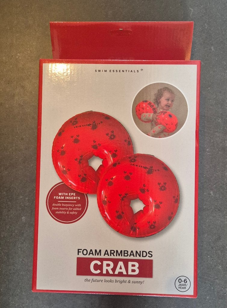 Nieuw! Foam zwembandjes 0-6 jaar Rood Krab, Swim essentials, Verzenden, Jongen of Meisje, One size