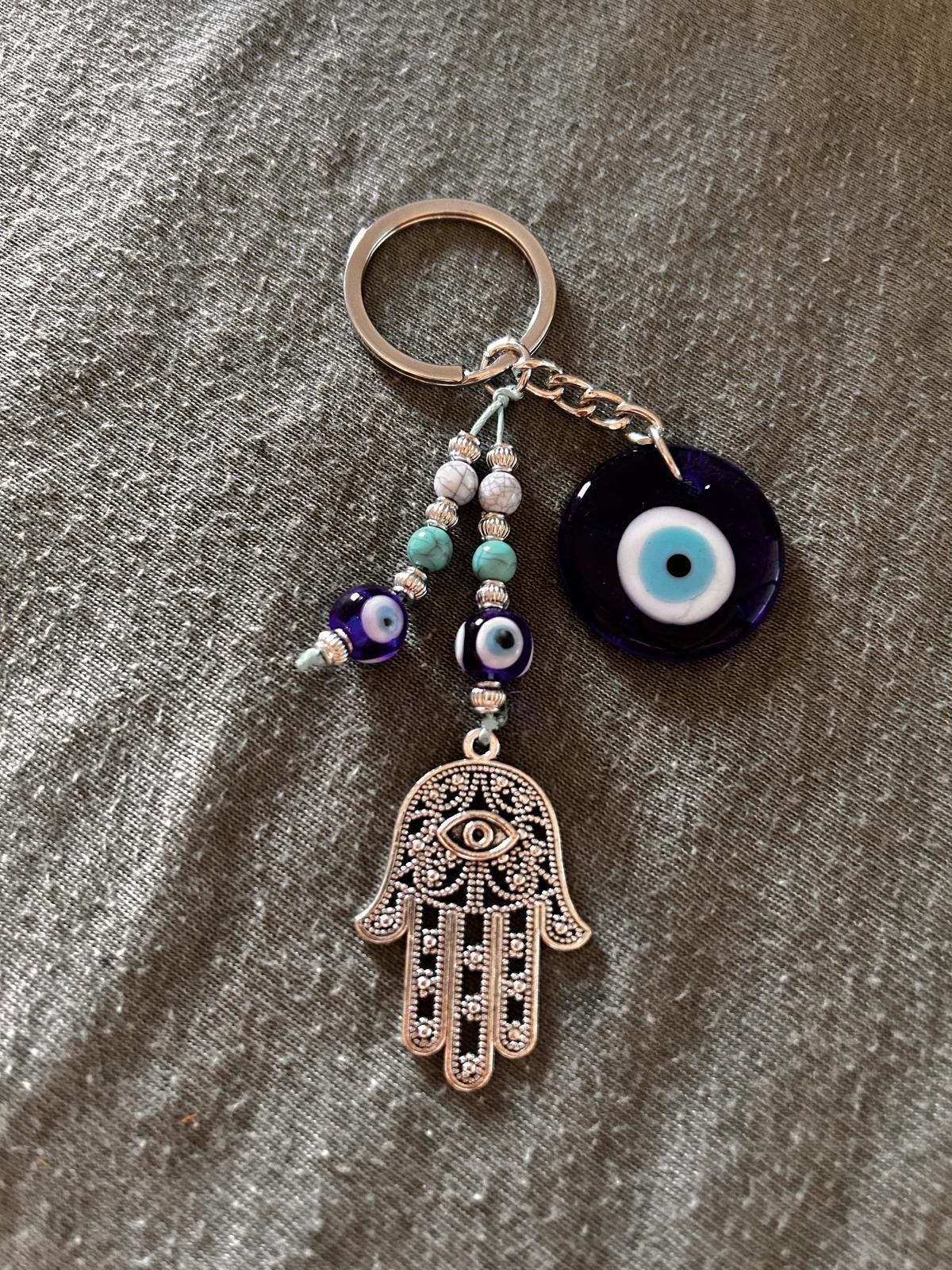 Sleutelhanger met Hamsa hand en boze oog, Ophalen of Verzenden, Nieuw, Overige typen