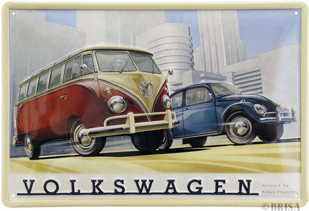 Volkswagen T1 & Kever reclamebord, Ophalen of Verzenden, Zo goed als nieuw, Auto's