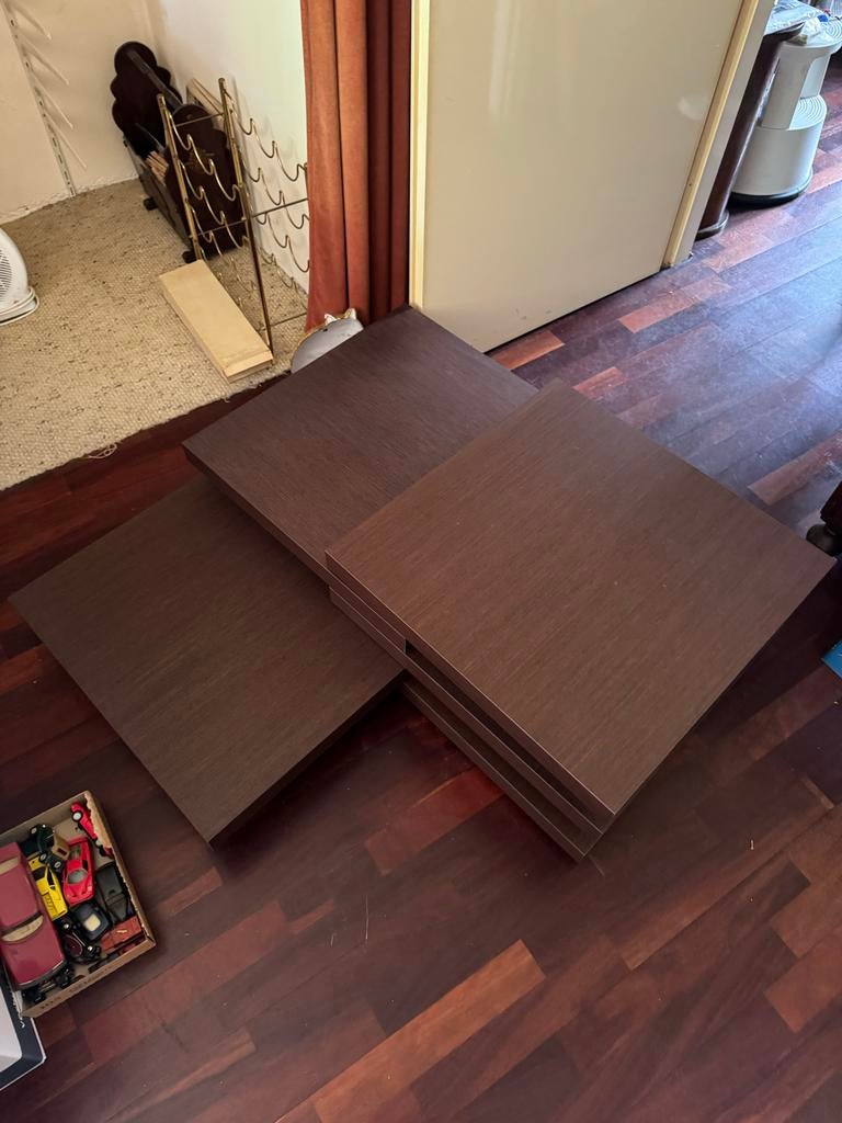 salontafel - bruin hout uitschuifbaar kristalia Rotor design, Huis en Inrichting, Tafels | Salontafels, Gebruikt, Minder dan 50 cm