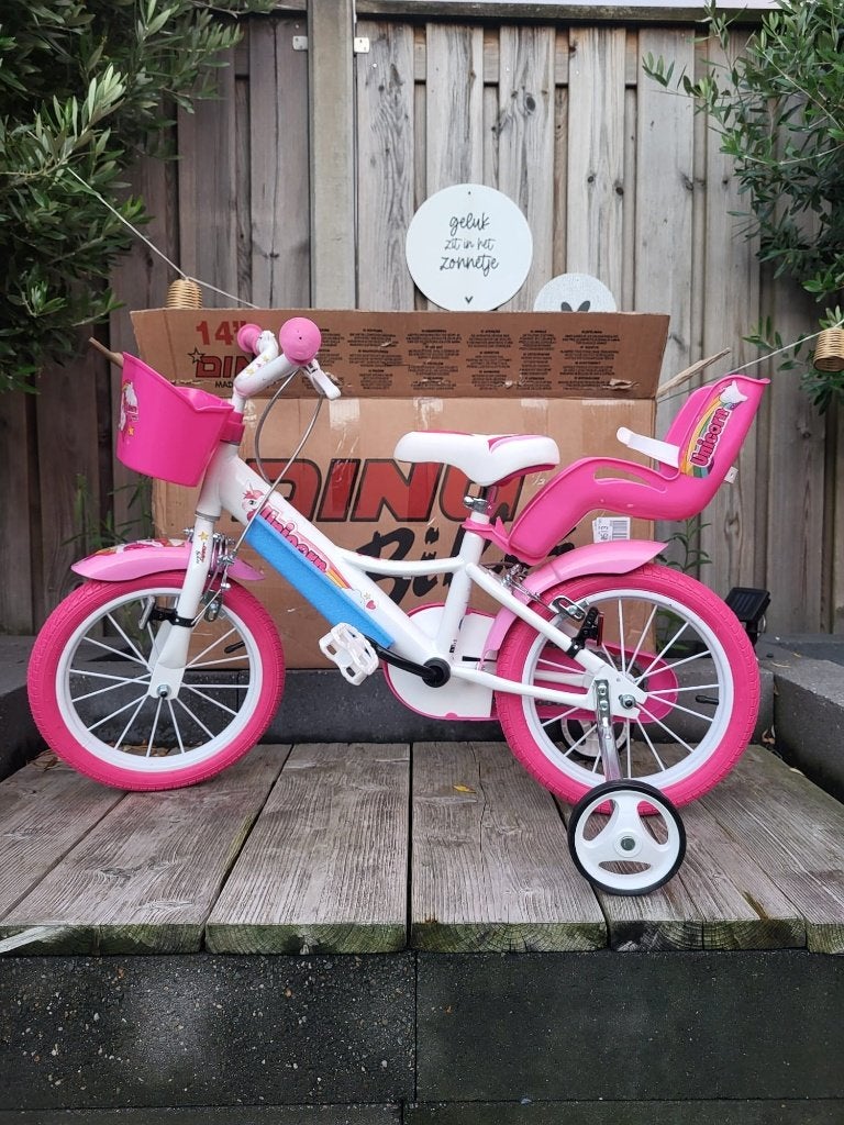 Unicorn Kinderfiets 14 inch – Met Zijwieltjes, Fietsen en Brommers, Fietsen | Kinderfietsjes, Overige merken, Zijwieltjes, Velgrem