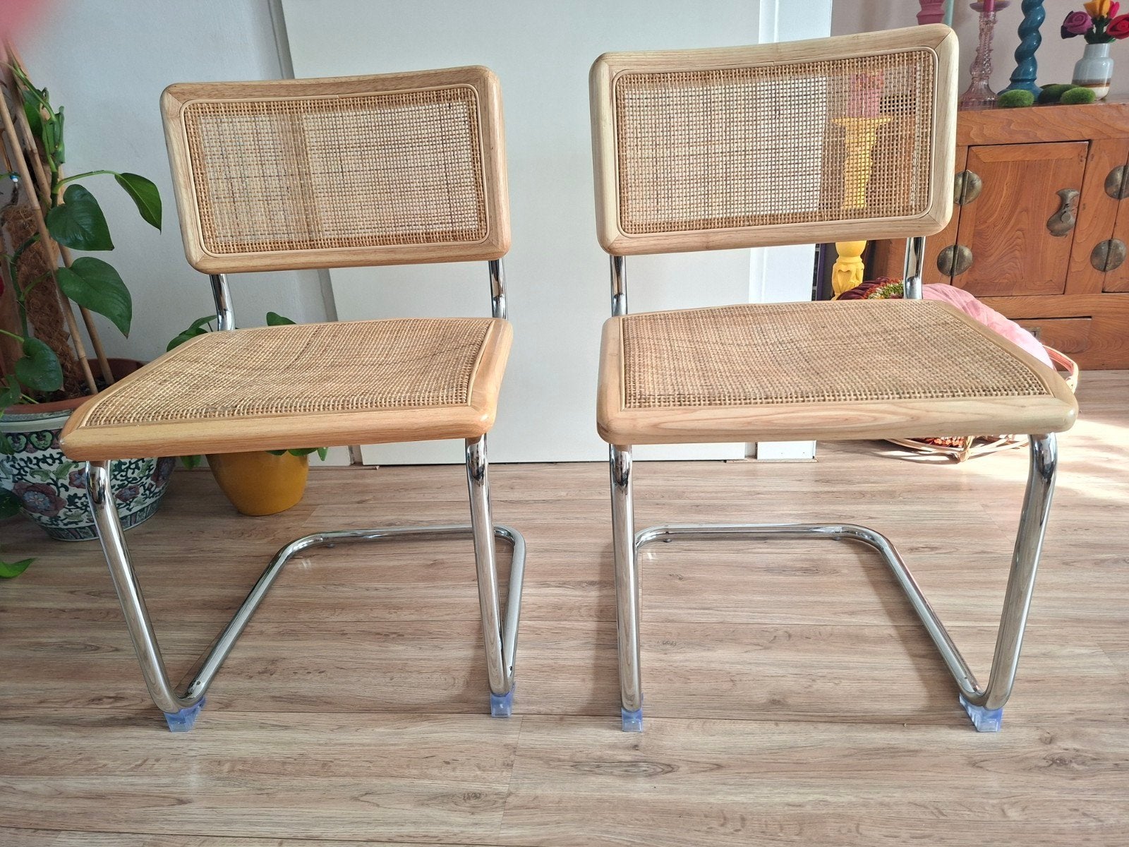 Set van 2  rotan en chroom stoelen, Ophalen