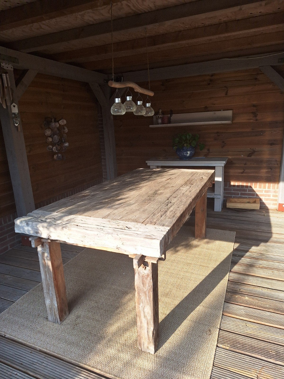 Robuuste houten tuintafel - Rustieke charme voor buiten, Antiek en Kunst, Ophalen