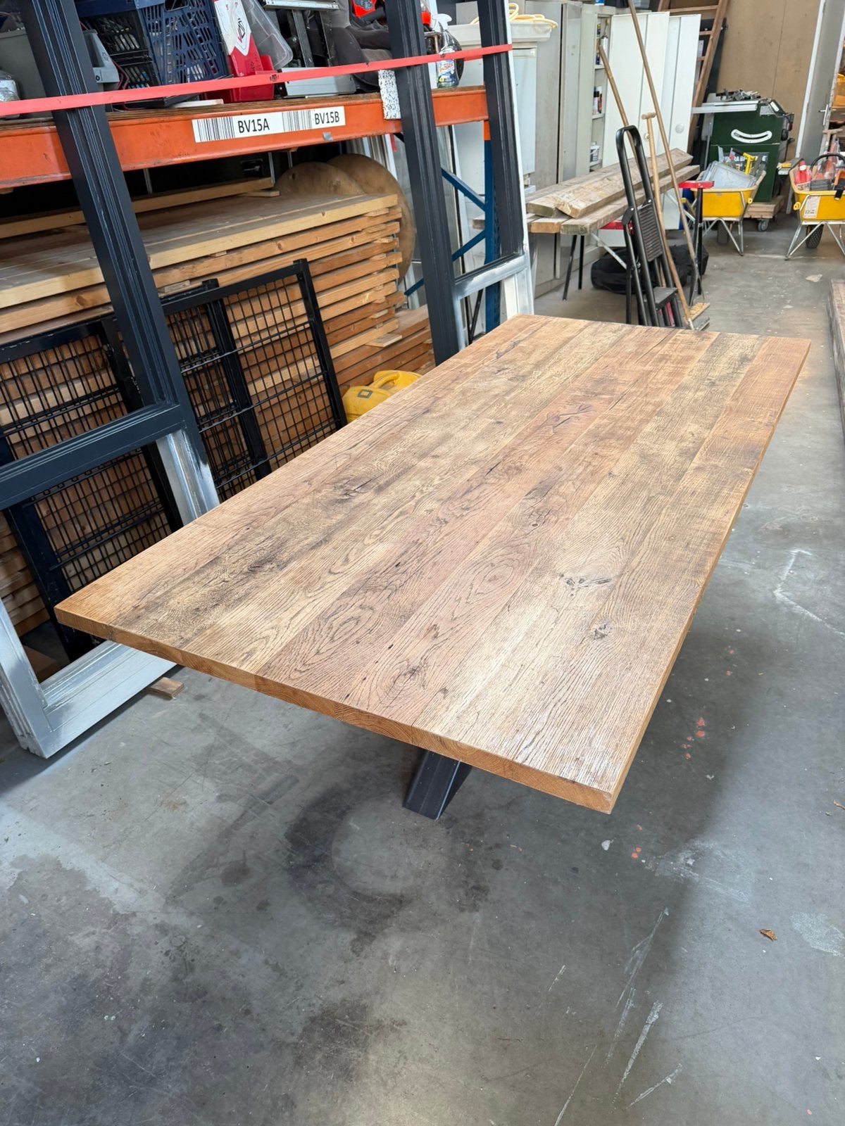 Eiken eettafel, Ophalen, 100 tot 150 cm, 200 cm of meer, Zo goed als nieuw