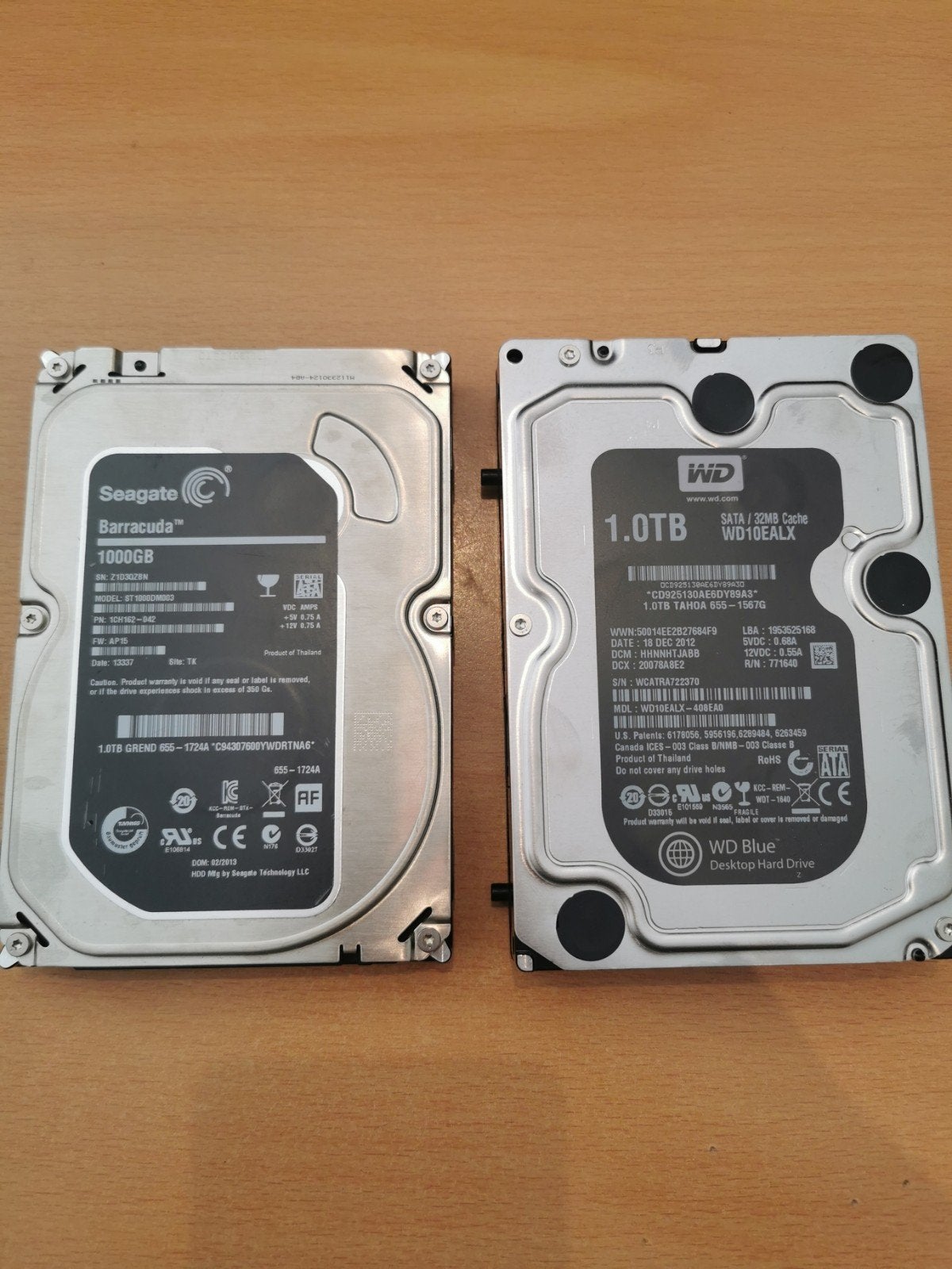 2 xSeagate en WD 1TB HDD Harde Schijven (2 stuks), Intern, Gebruikt, Server, 1TB