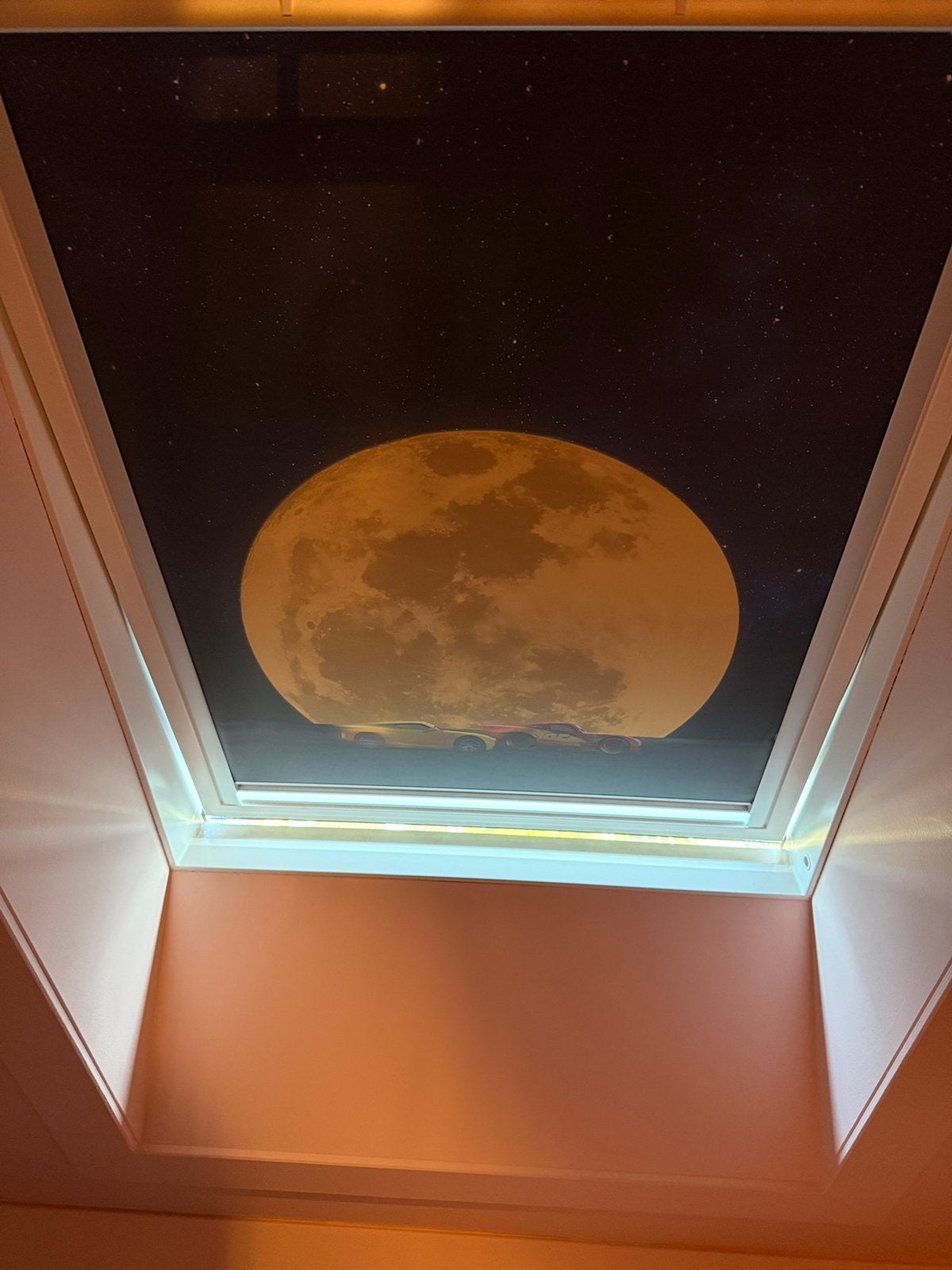 Rolgordijn Velux GGU PK06 Cars met maan, Blauw, Inclusief montageonderdelen, Ophalen of Verzenden, Zo goed als nieuw