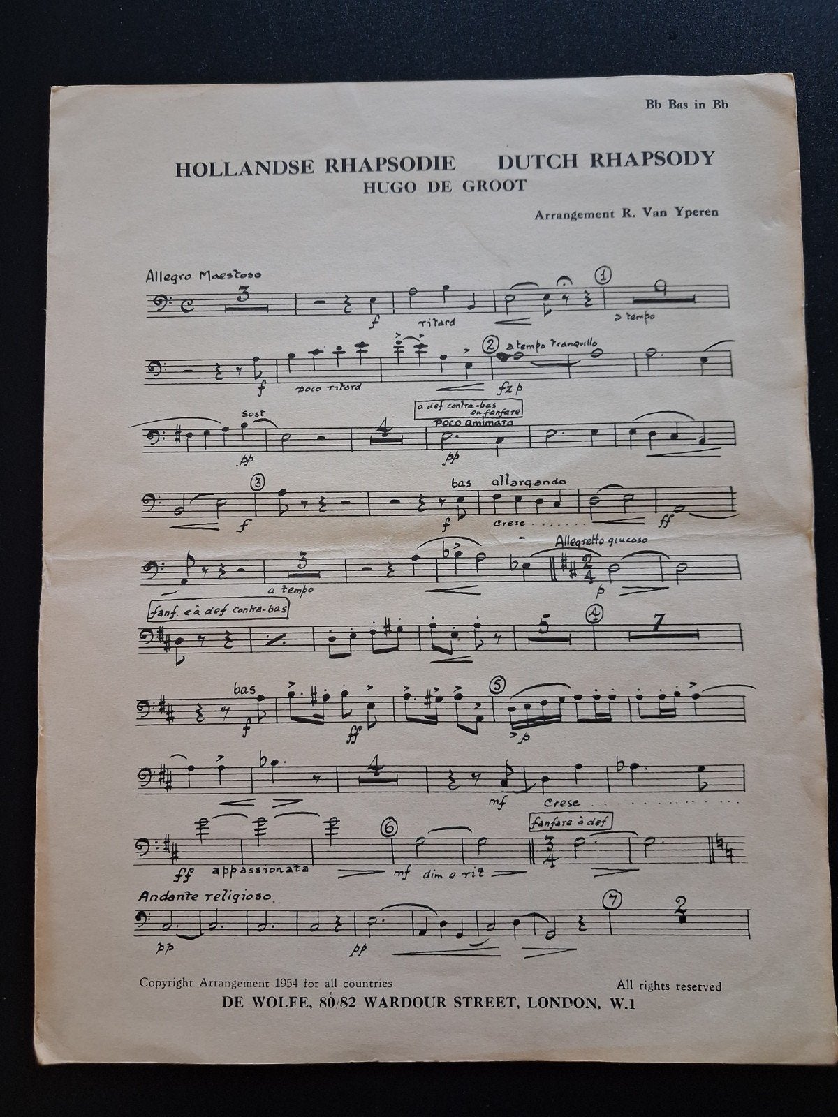 Hollandse Rhapsodie - Hugo de Groot - Bladmuziek, Gebruikt, Klassiek, Artiest of Componist, Overige instrumenten