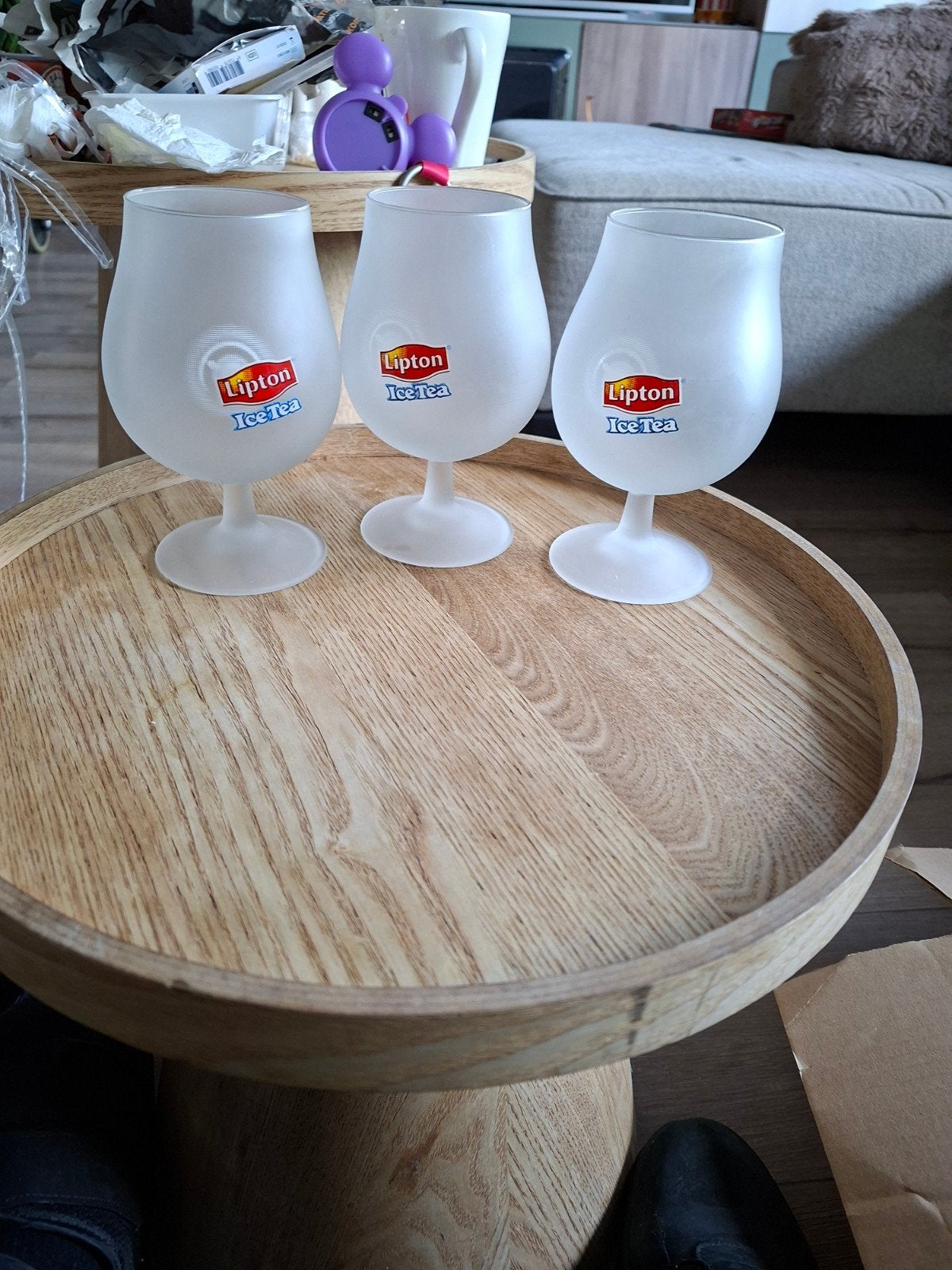 3 Lipton Ice Tea glazen, Ophalen of Verzenden, Gebruikt, Frisdrankglas