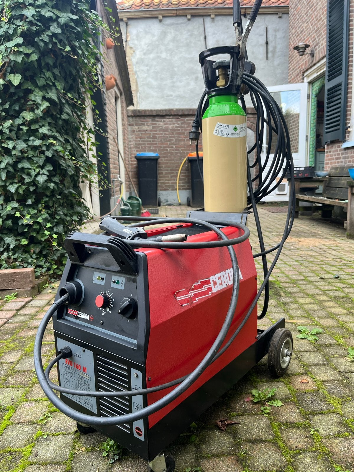 Cebora EVO 160 M MIG/MAG Lasapparaat met gasfles en toebehor, Ophalen, Gebruikt, Minder dan 150 ampère, Co2