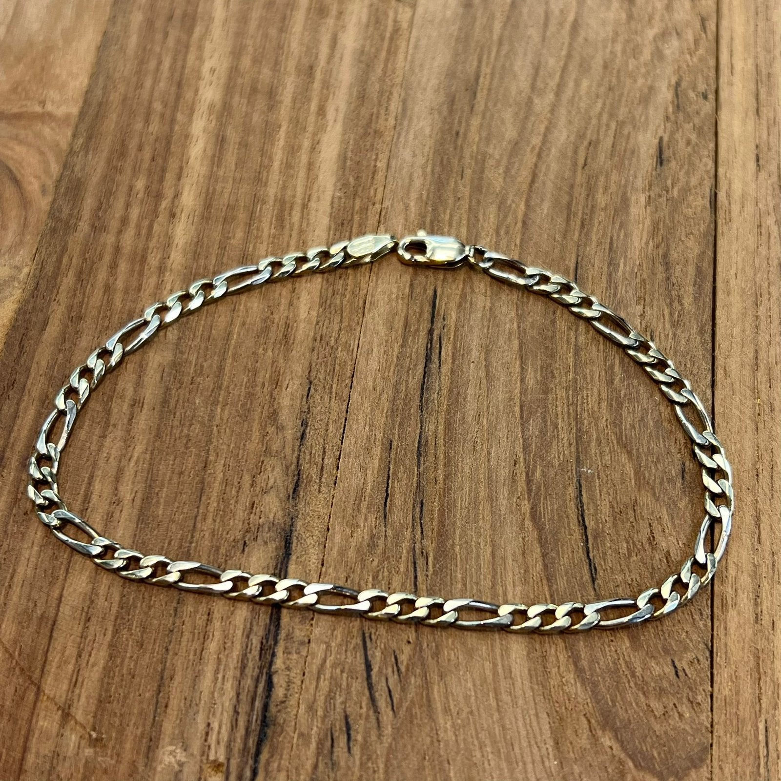 14k gouden armband figaro schakel massief, Ophalen of Verzenden, Zo goed als nieuw, Goud