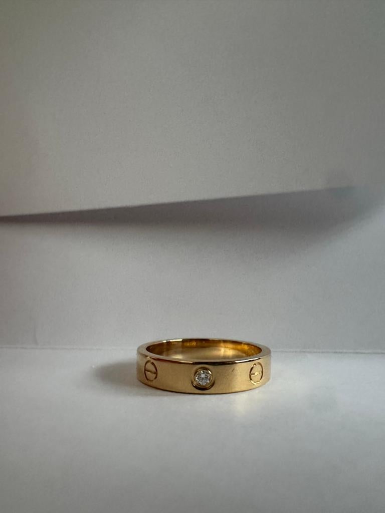 Cartier Love Ring 18K Goud met Diamant, Ophalen, Dame of Heer, Met edelsteen, Goud