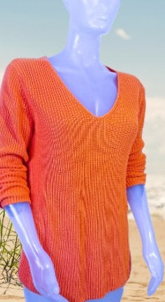 ORANJE kleur v hals katoen trui FREE/QUENT 🌞  mt S, Freequent, Verzenden, Oranje, Zo goed als nieuw