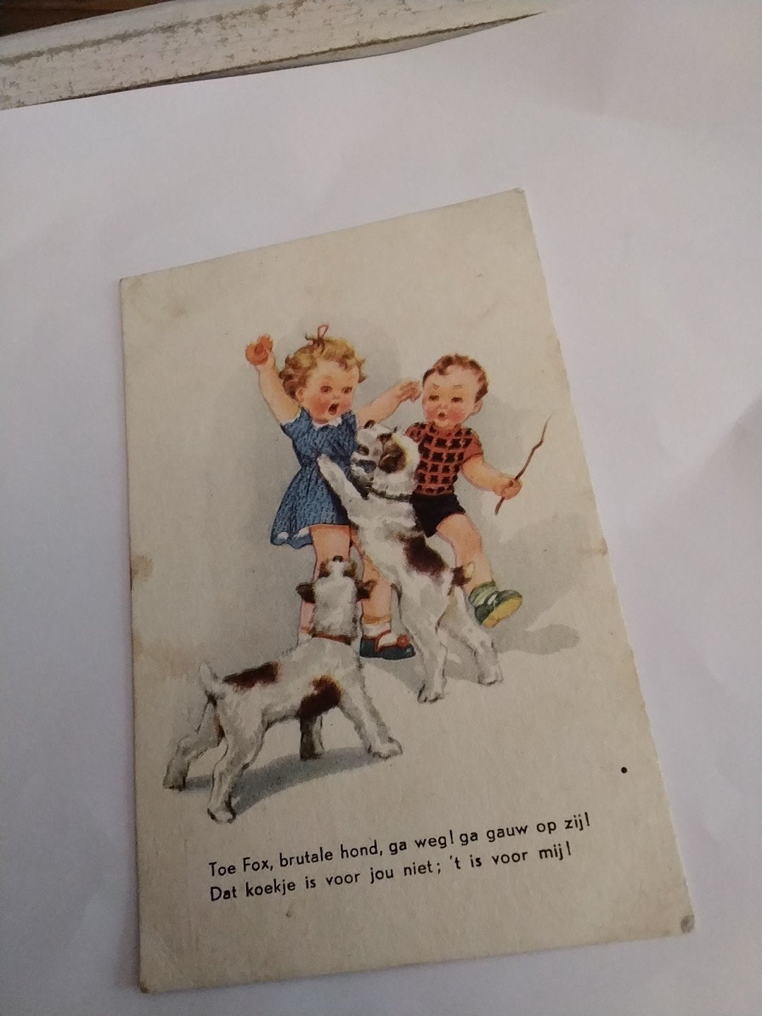 Oude ansichtkaart: Kinderen met honden (1920-1940), Ophalen of Verzenden, 1920 tot 1940, Gelopen