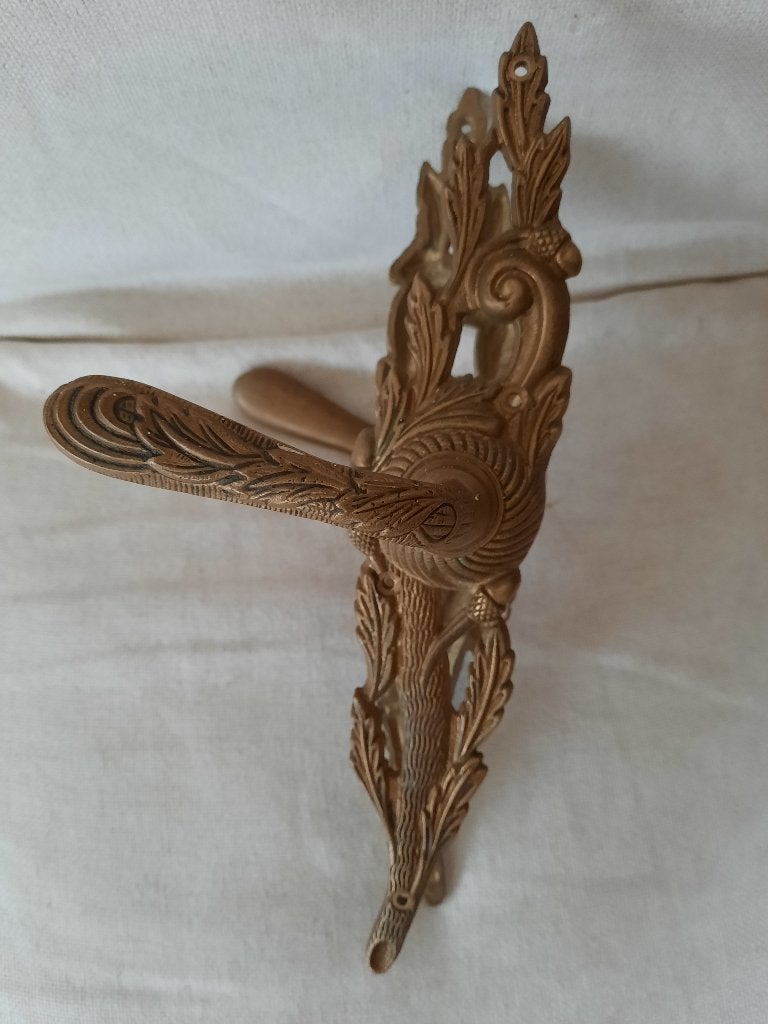 Brocante deur kruk deurkruk brons, Ophalen of Verzenden, Koper of Messing, Klink of Kruk