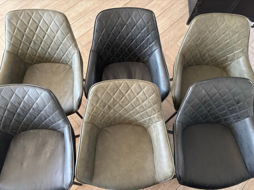 Set van 6 Kave Home Amira Eettafelstoelen - Donkergrijs/Groe, Ophalen, Gebruikt, Vijf, Zes of meer stoelen, Stof