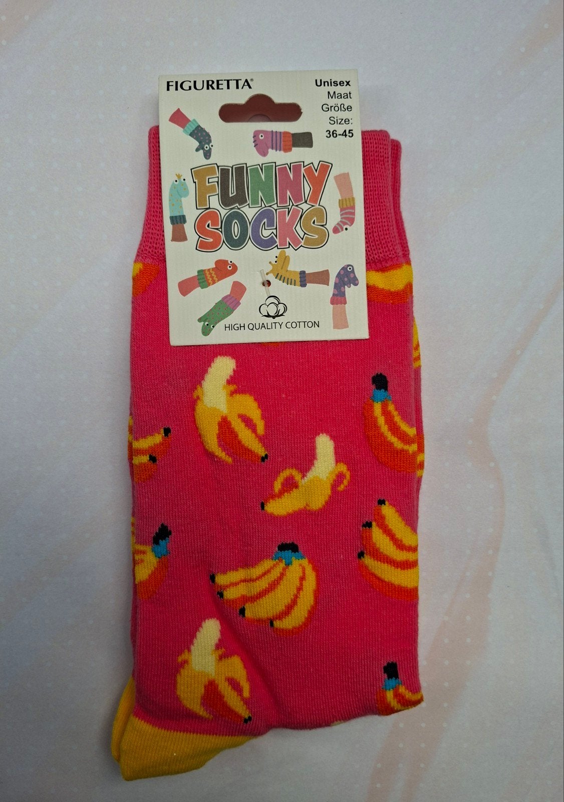 Funny Socks; One Size met Bananen-print, Sokken en Kniesokken, Overige kleuren, Nieuw, Overige maten