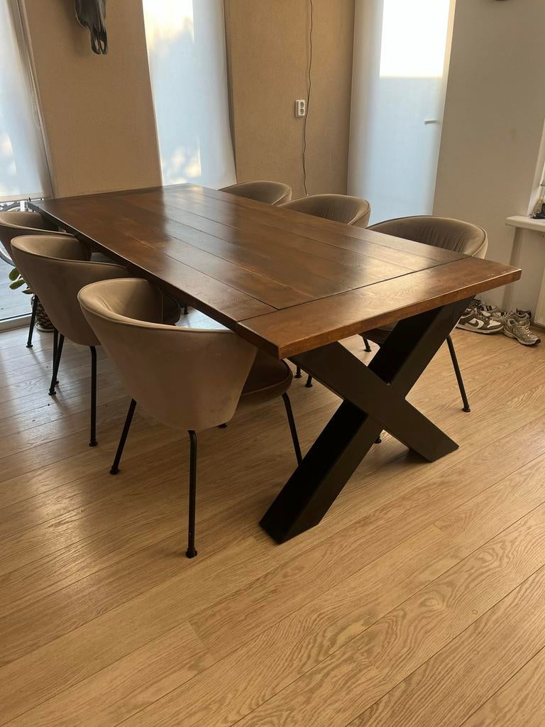 Robuuste eikenhouten eettafel - 238x100 cm, Huis en Inrichting, Tafels | Eettafels, 100 tot 150 cm, Eikenhout, 200 cm of meer