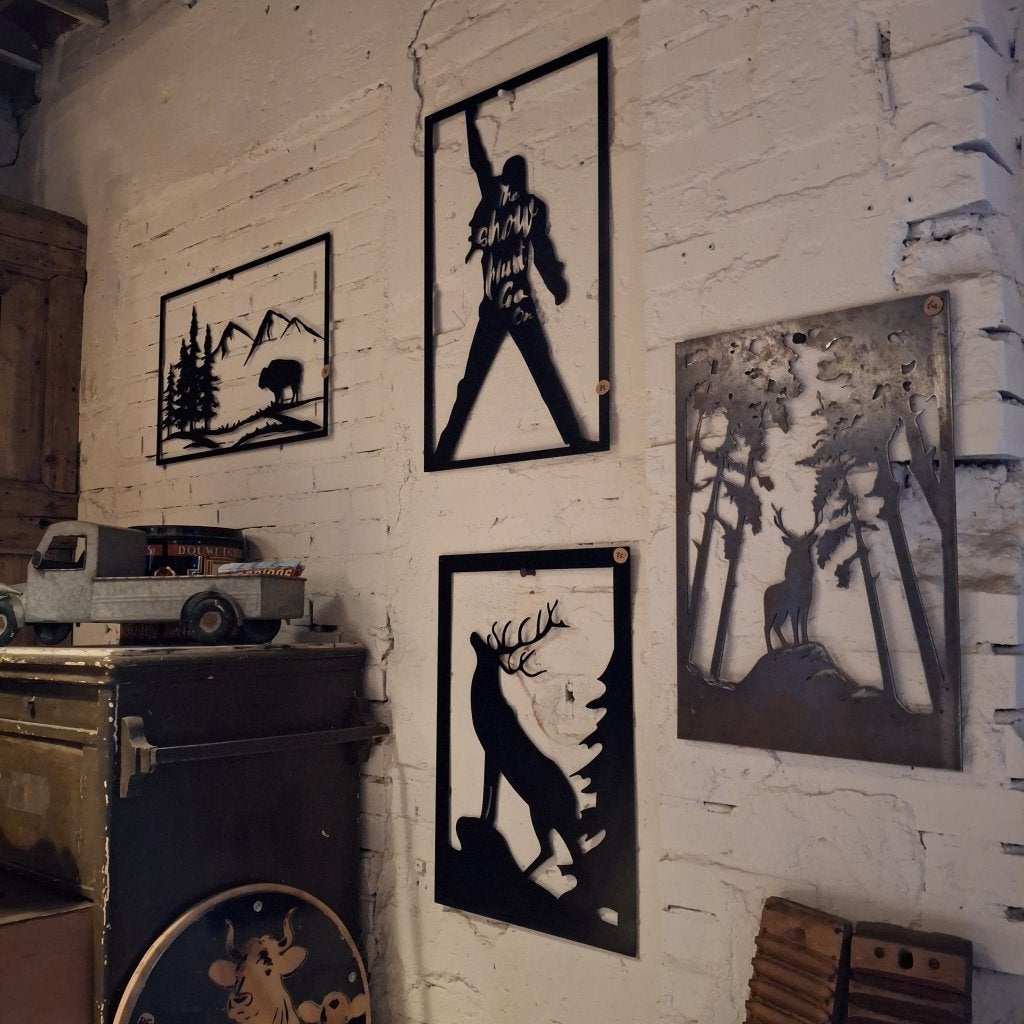 Cowboy op paard - Cortenstaal wanddecoratie, Western, Metaal, Wandsculptuur