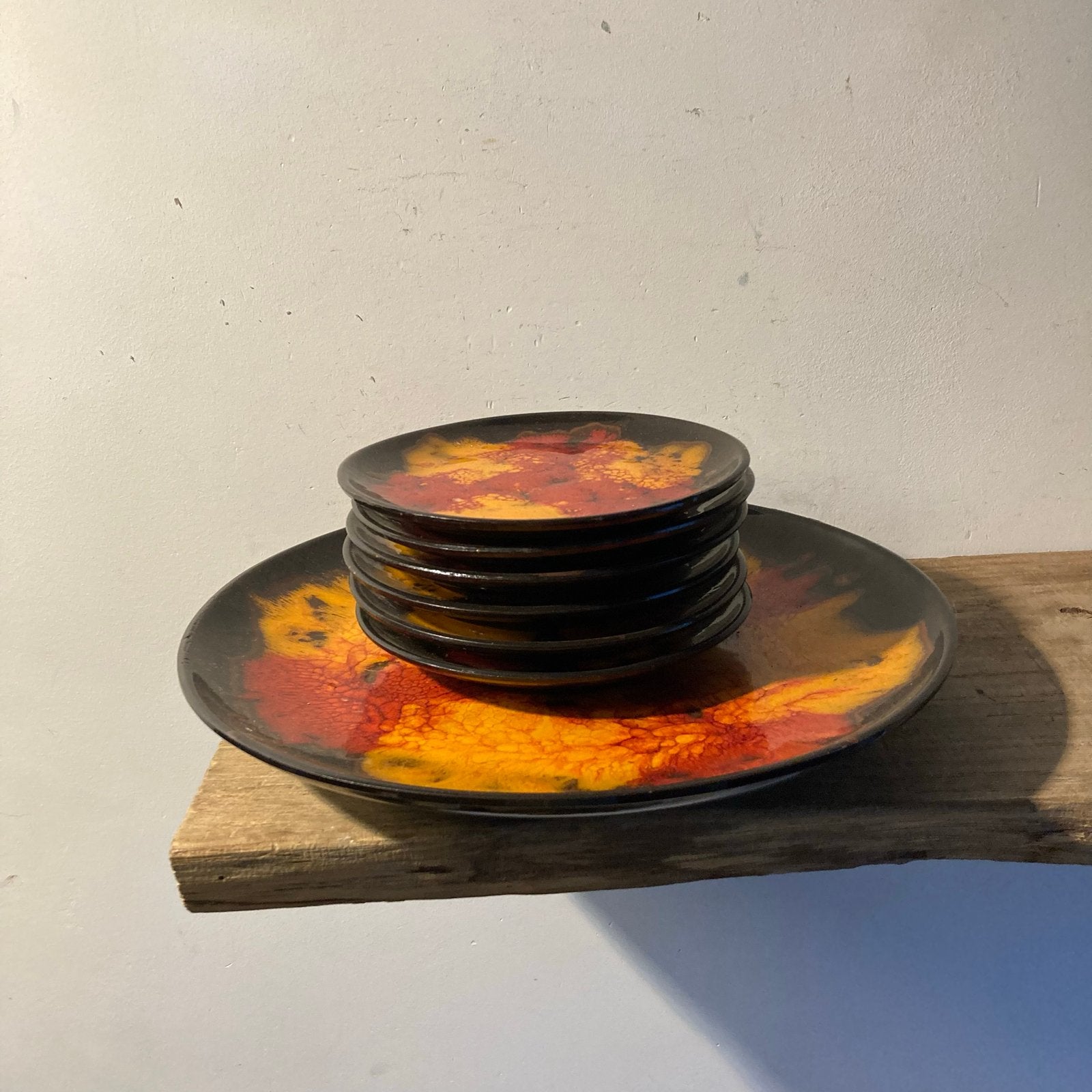 Vintage Fat Lava gebakstel - Rood, Oranje, Zwart, Ophalen of Verzenden