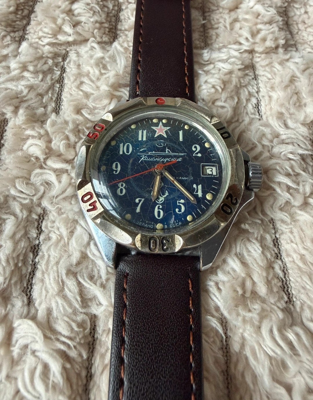 Vintage Vostok Komandirskie Herenhorloge - USSR Tijdperk, Overige merken, Overige materialen, Met bandje, Verzenden