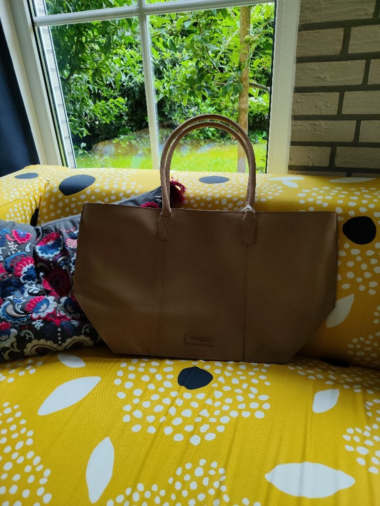Nieuwe Shabbies Amsterdam Leren Schoudertas Taupe, Overige merken, Bruin, Nieuw, Ophalen of Verzenden