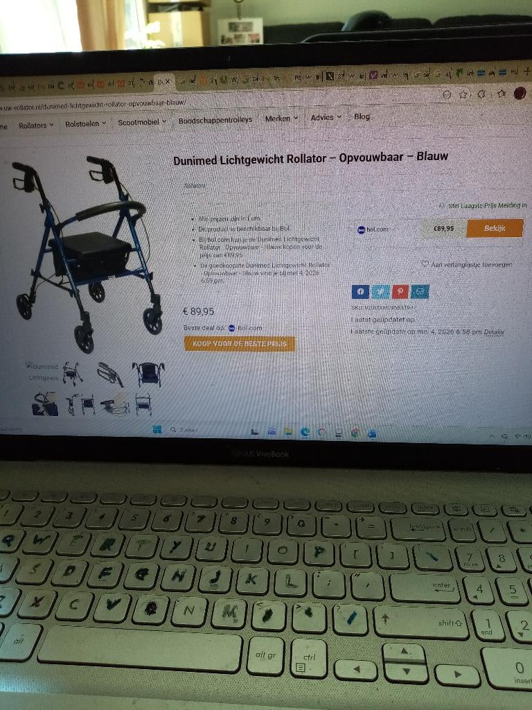 rollator merk DUNIMED ( Nieuw kost €89,95 bij Bolcom ), Ophalen, Opvouwbaar, Gebruikt