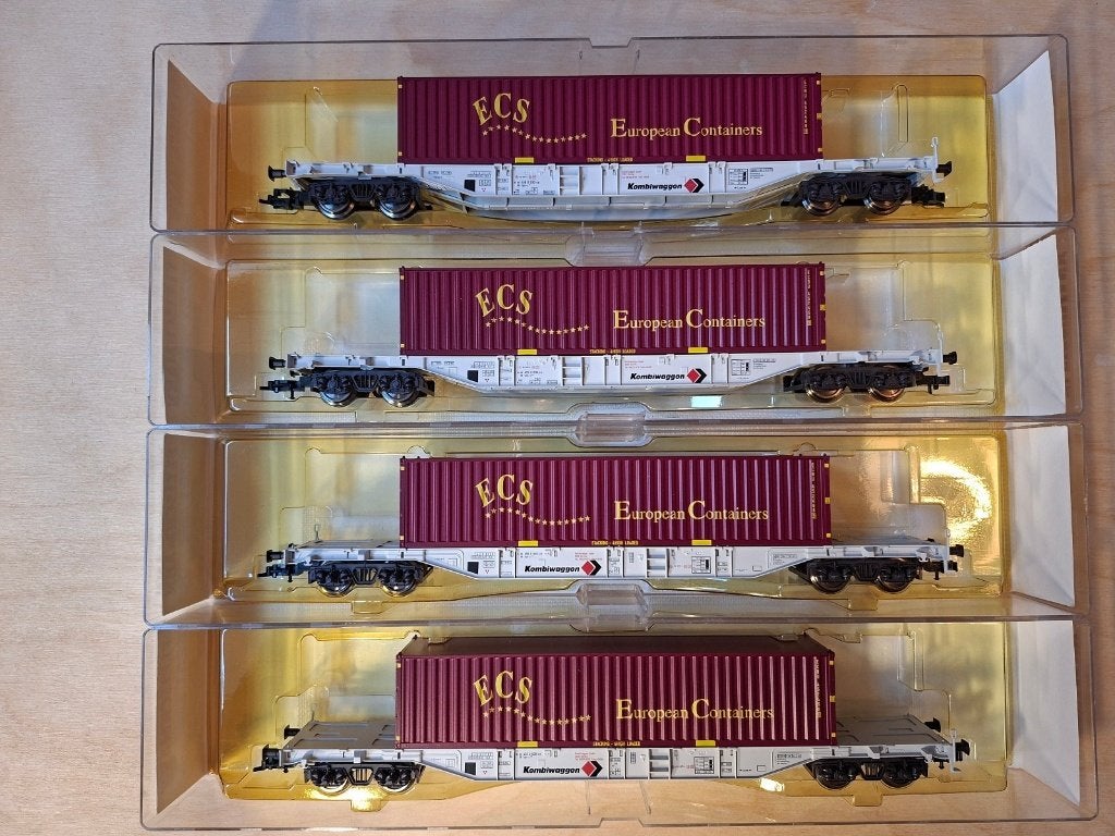 Fleischmann 5251 containerwagon ECS – 4x – prijs per stuk, Hobby en Vrije tijd, Gelijkstroom, Fleischmann, Ophalen of Verzenden