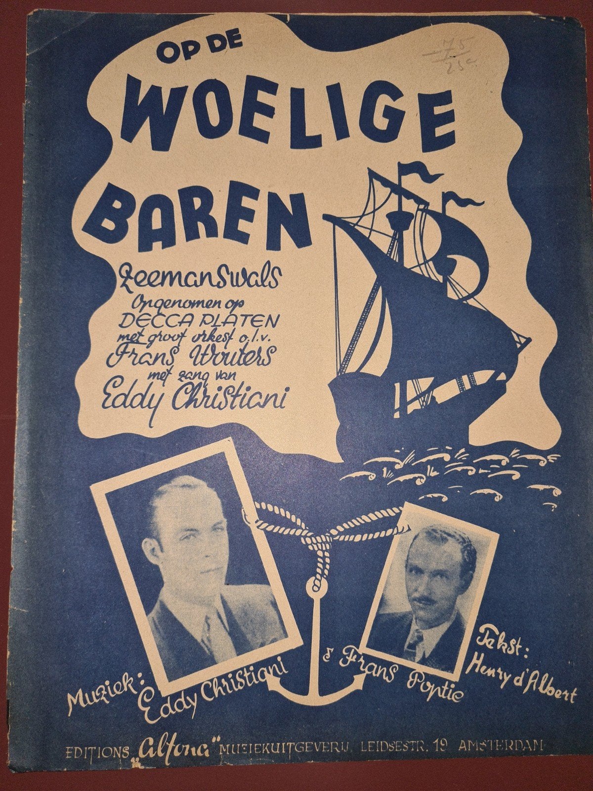 Op de Woelige Baren - Zeeman Swals Bladmuziek, Gebruikt, Overige soorten, Ophalen of Verzenden, Piano