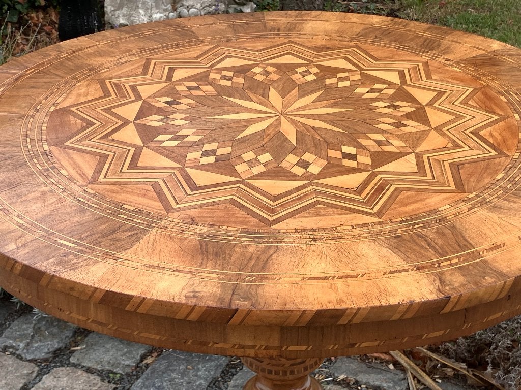 19de eeuwse tafel met Sorrento inlegwerk (marqueterie Italy), Ophalen