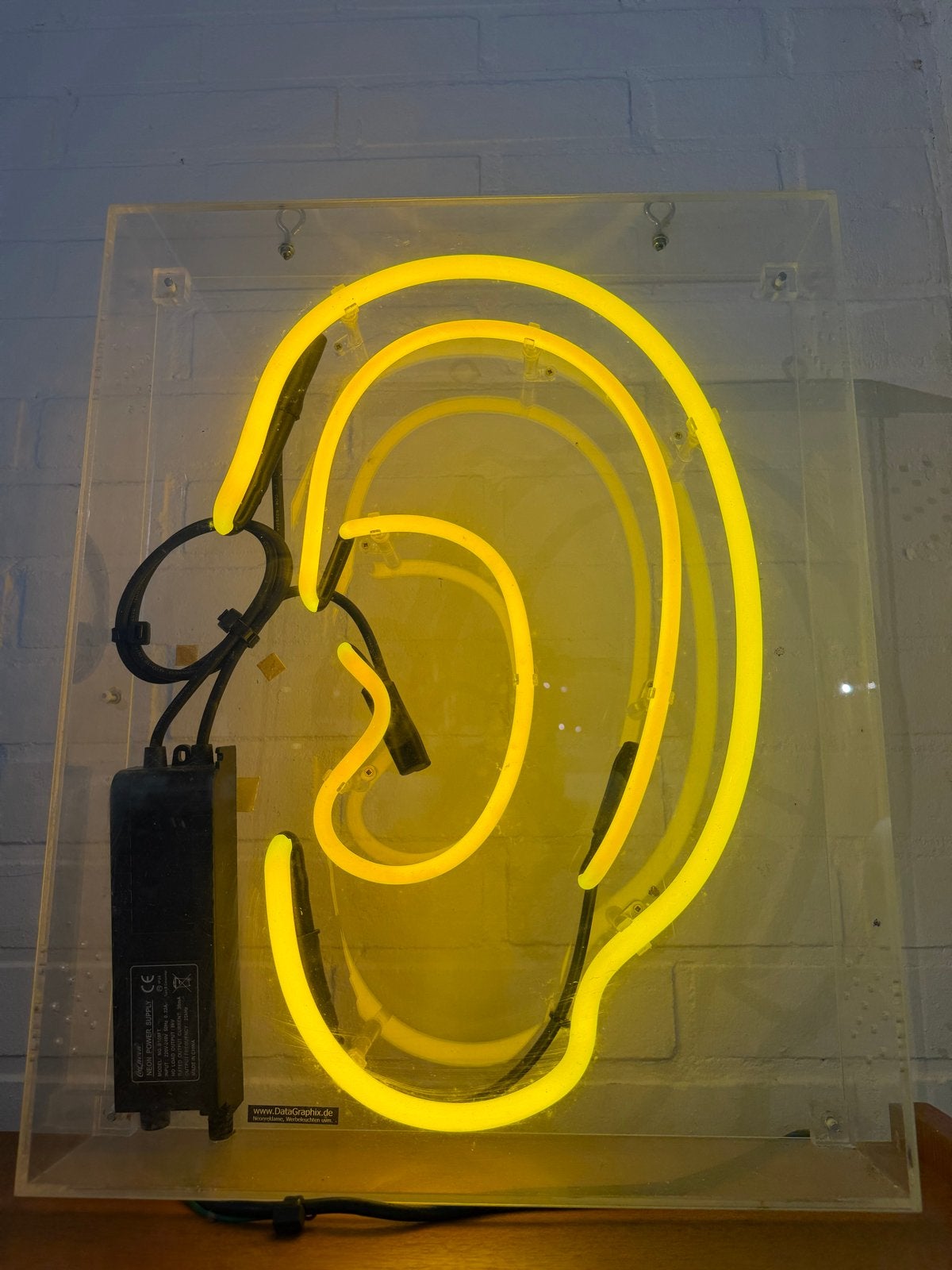 Vintage gele neon oor lichtreclame, Ophalen of Verzenden
