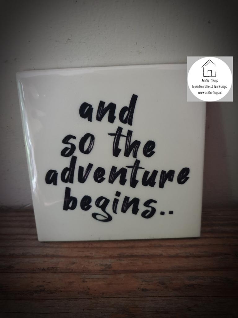 Tekst tegel met spreuk "Adventure", Ophalen of Verzenden, Nieuw