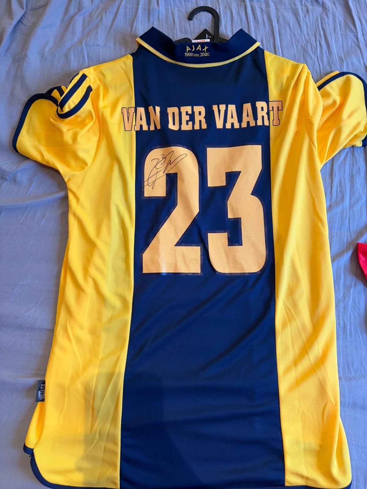 Gesigneerd Rafael van der Vaart Ajax shirt 2000-2001, Maat 52/54 (L), Geel, Ophalen of Verzenden, Zo goed als nieuw