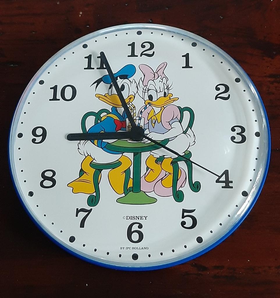 Vintage Donald en Katrien Duck Wandklok Disney, Verzamelen, Disney, Zo goed als nieuw, Ophalen of Verzenden