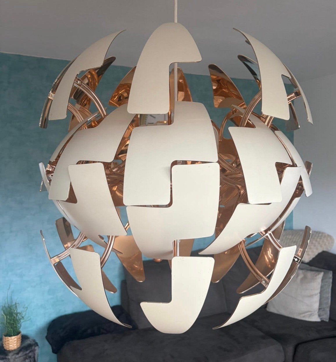 Ikea hanglamp Goud Brons grootste formaat, Ophalen, Zo goed als nieuw