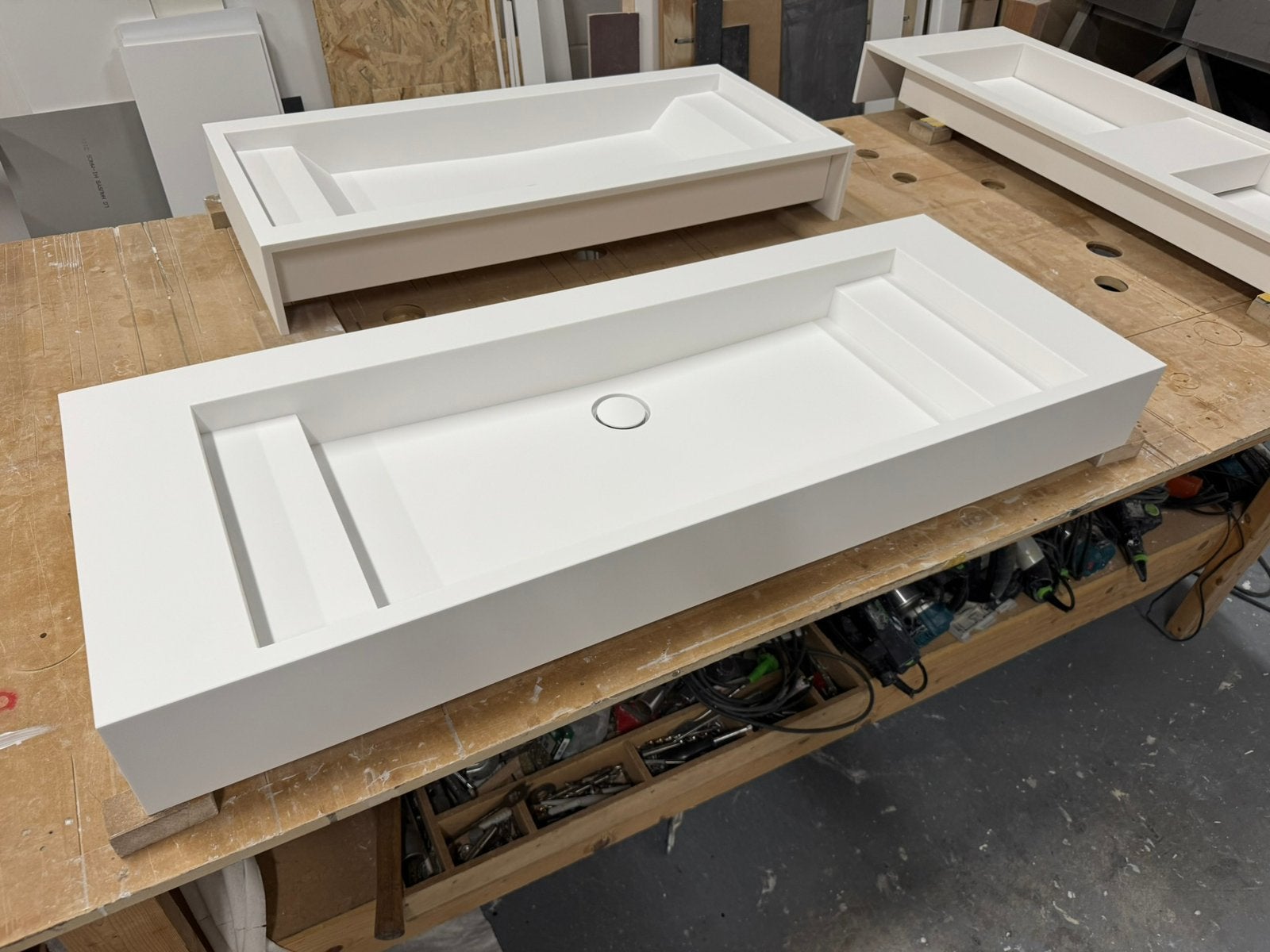 Corian solid surface wastafel 1.20 mtr, Ophalen, Nieuw, Wastafel