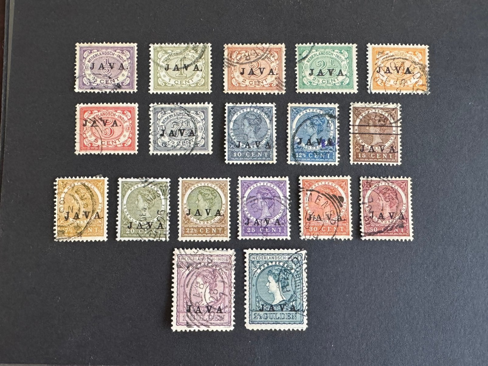 Nederlands Indie 1908 Overdruk JAVA NVPH nr 63-80 gestempeld, Postzegels en Munten, Verzenden, Gestempeld, Nederlands-Indië