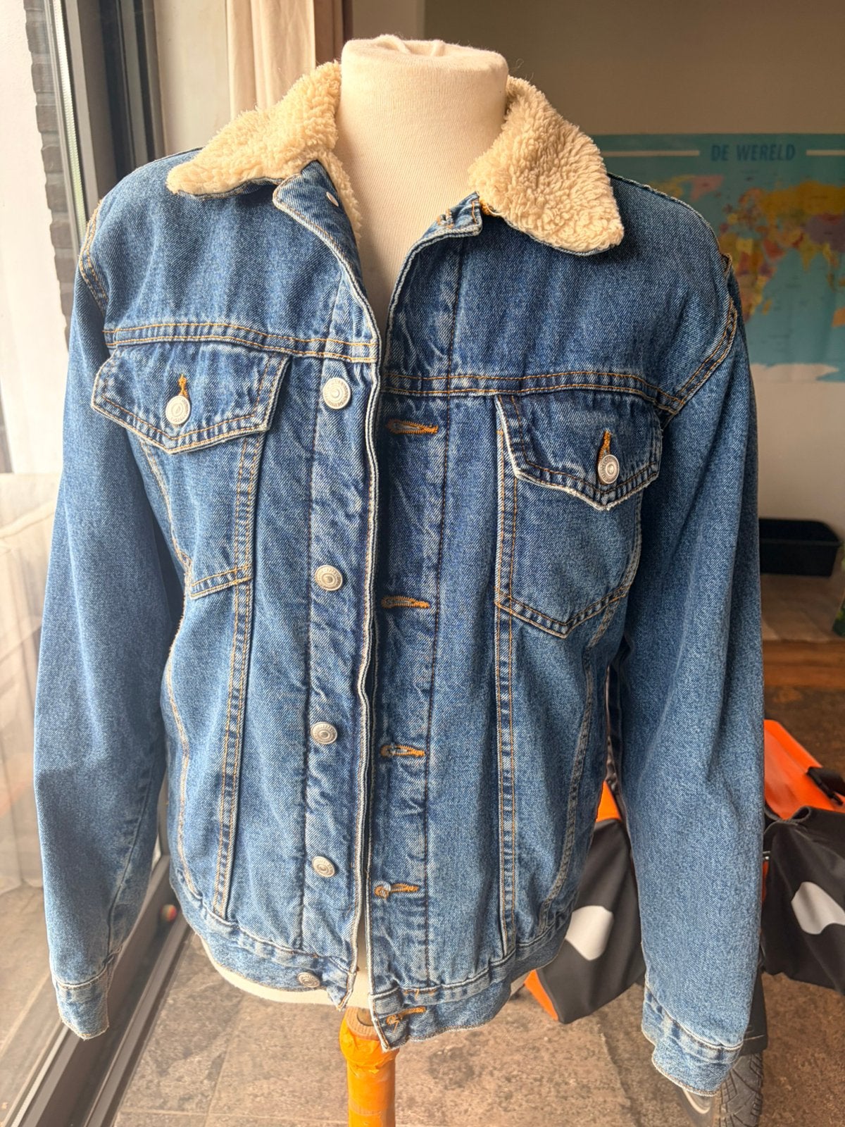 Winterjas jeans zara maat S, Verzenden, Zo goed als nieuw, Maat 36 (S), Blauw