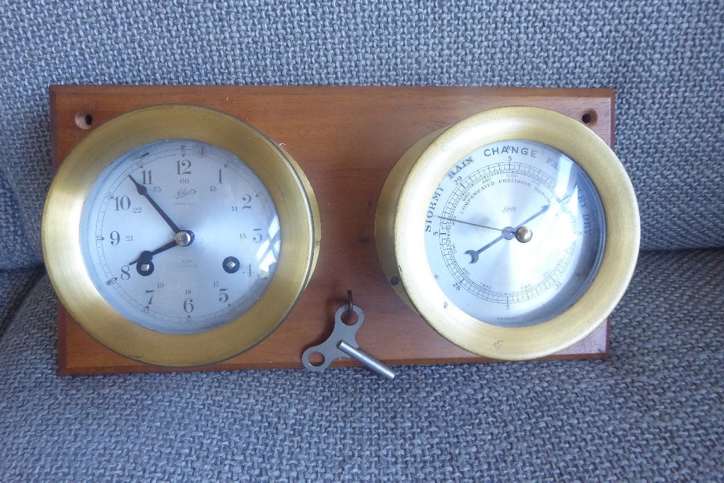 vintage scheepsklok en barometer Schatz Mariner, Ophalen of Verzenden