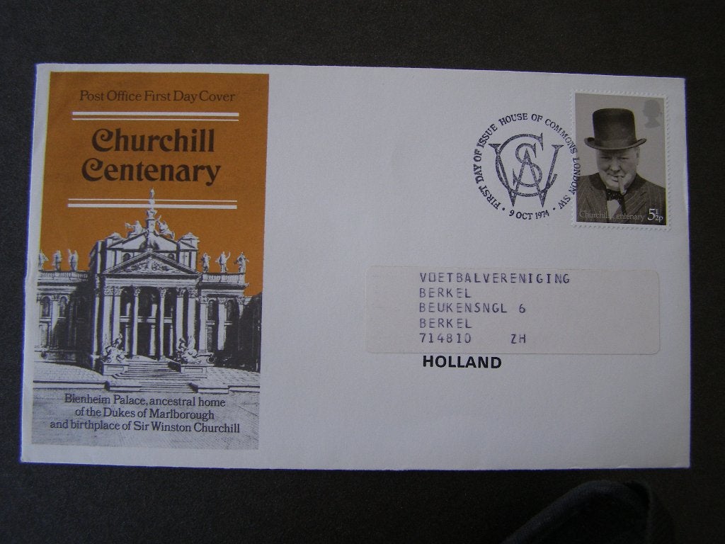 Engeland: FDC t.g.v. 100e geboortedag van Winston Churchill, Postzegels en Munten, Ophalen of Verzenden, Beschreven, Europa