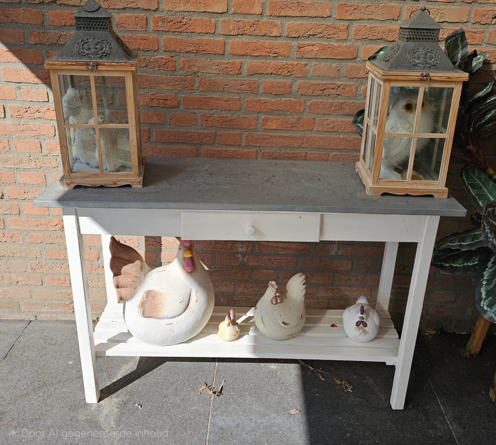 Decoratieve houten sidetable met lades en opbergplank, Ophalen, Hout, Gebruikt, Landelijk