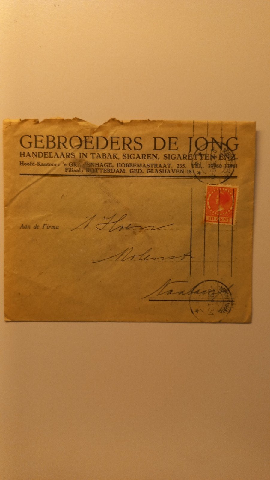 Oude envelop en bestelbon van Gebroeders de Jong, Ophalen of Verzenden, 1920 tot 1940, Nederland, Knipsel(s)