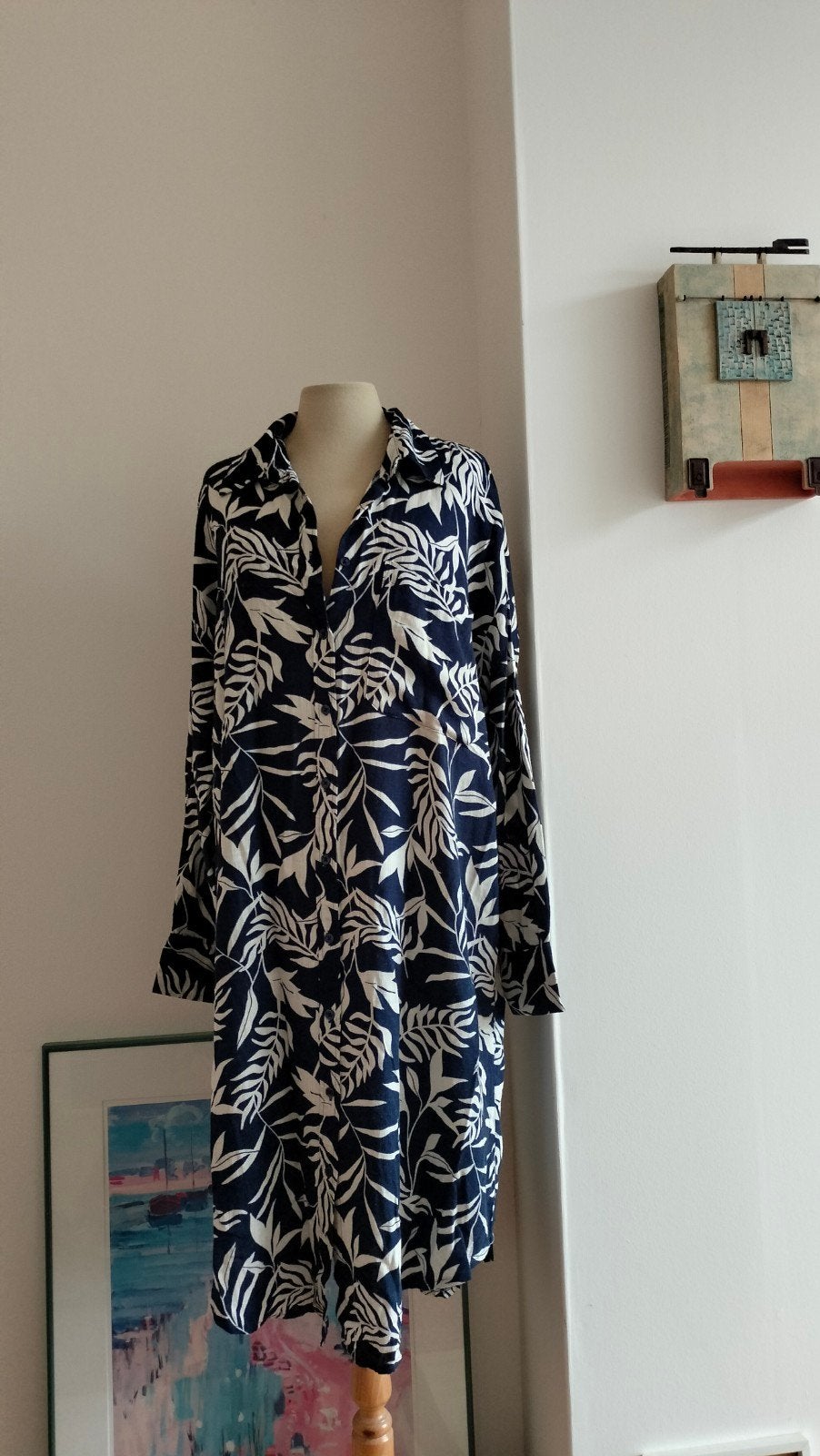 Hema - overhemd jurk / blouse, Kleding | Dames, Ophalen of Verzenden, Zo goed als nieuw, Blauw