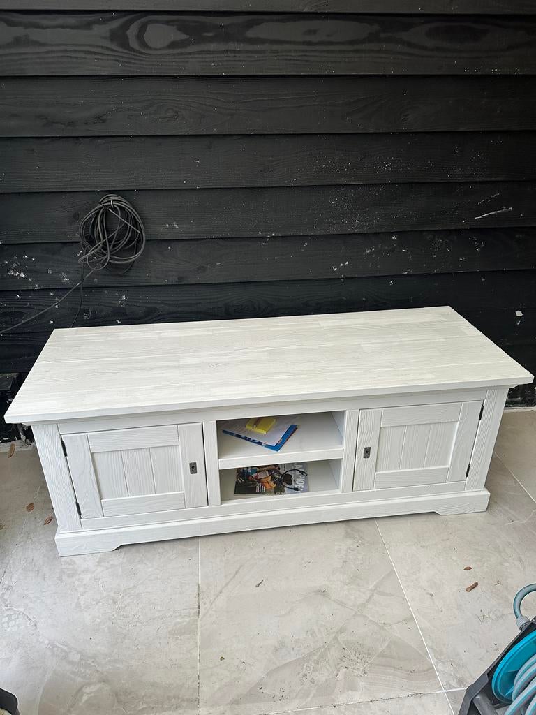 Witte TV-meubel / White TV Unit, Huis en Inrichting, Kasten | Televisiemeubels, Gebruikt, 100 tot 150 cm, Ophalen of Verzenden