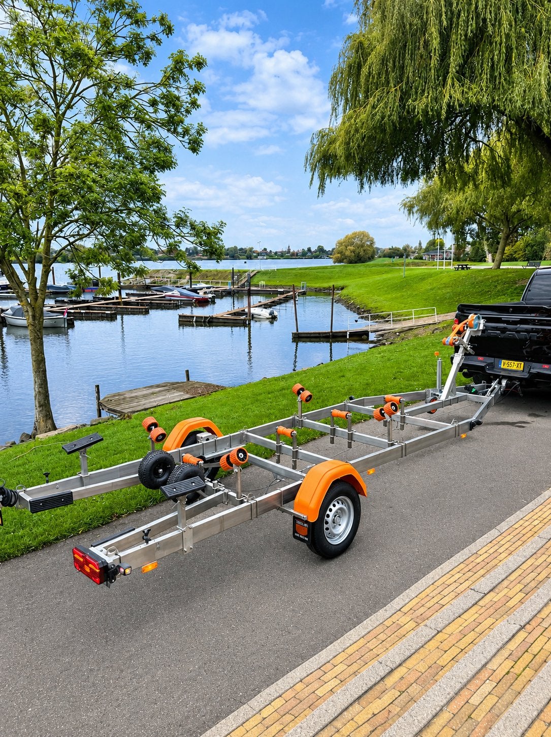 VanClaes trailer v-liner 1350 spiraalvering, led, rvs opties, Watersport en Boten, Boottrailers, Ophalen, Zo goed als nieuw, Minder dan 6 meter