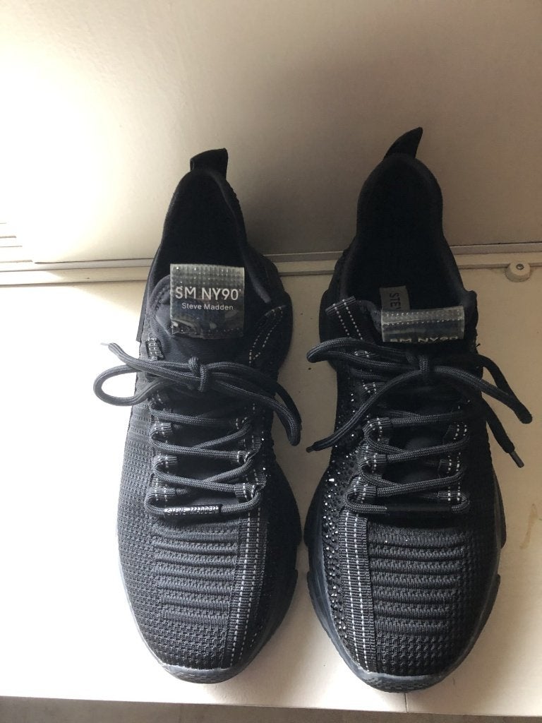 V) S18 STEVE MADDEN zwart maat 37 hak tot teen 24,5cm, Verzenden, Zwart, Steve Madden, Sneakers of Gympen