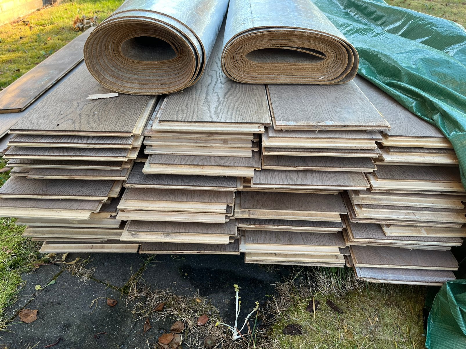 Houten vloerplanken geperst en kliksysteem, Ophalen, Gebruikt, Vloerdelen of -planken, 10 m² of meer