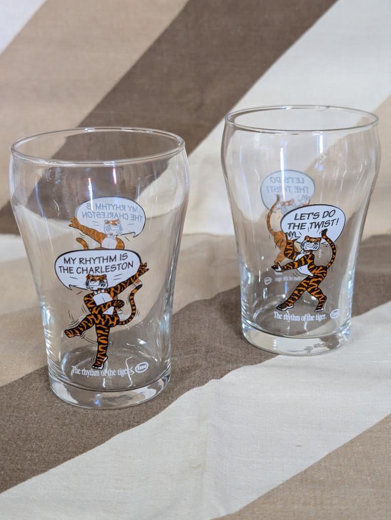 Vintage Esso frisdrank glazen - Set van 2, Ophalen of Verzenden
