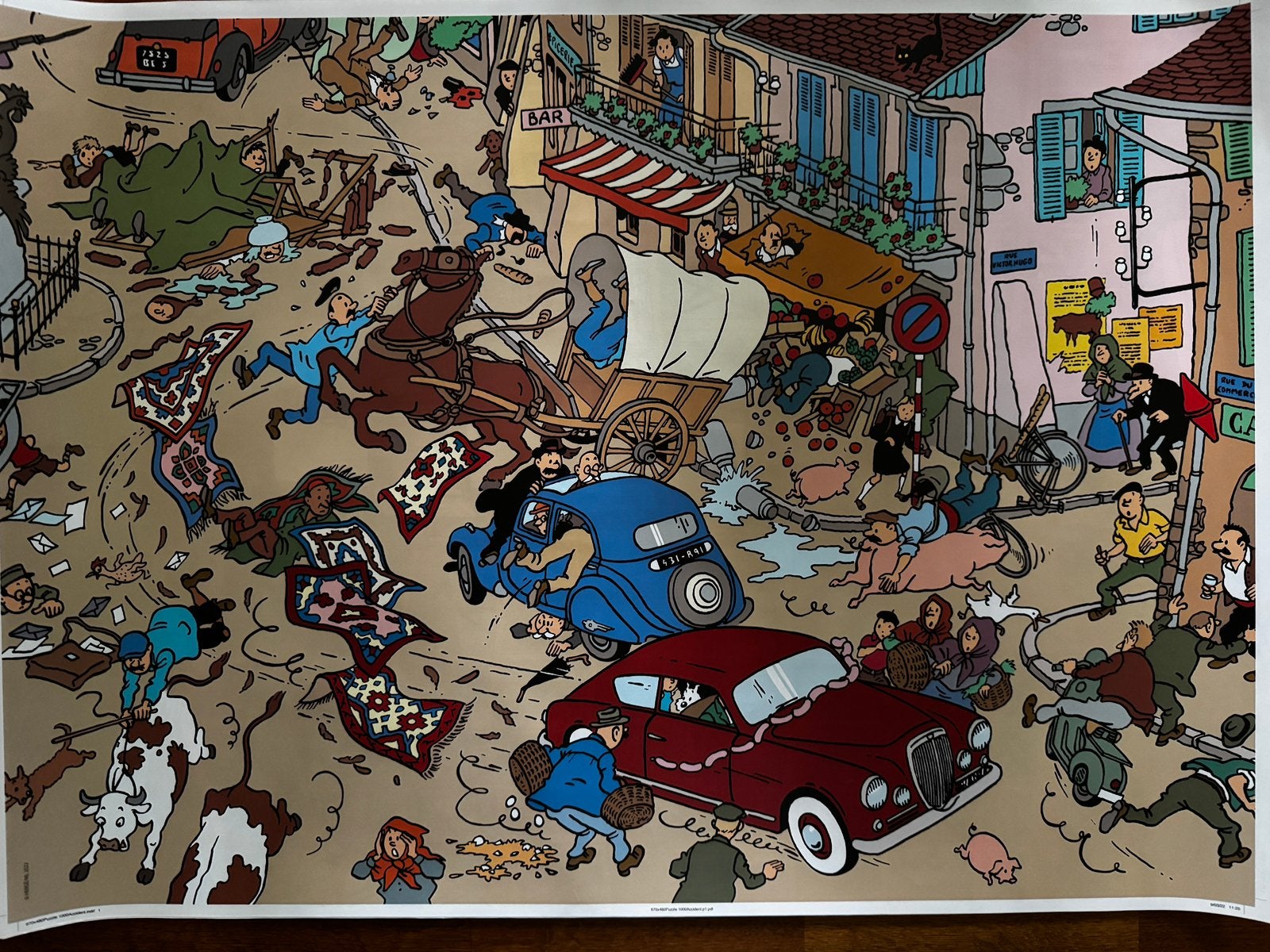 TinTin kuifje poster  68 x 59cm linnenpapier, Ophalen of Verzenden, Poster