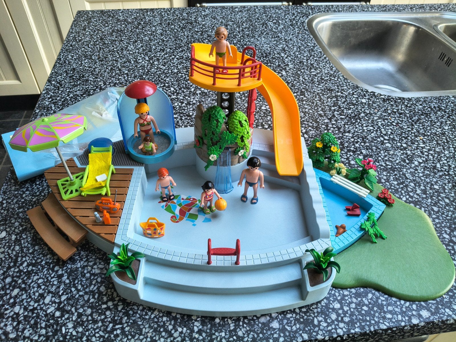 Playmobil Zwembad met glijbaan en figuren, Ophalen of Verzenden
